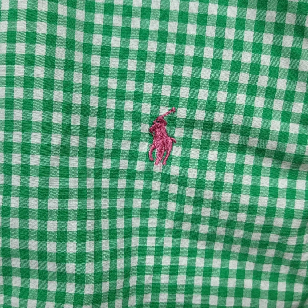 Ralph Lauren Kids Green Gingham Short Sleeve Button Down Shirt Size M 10-12